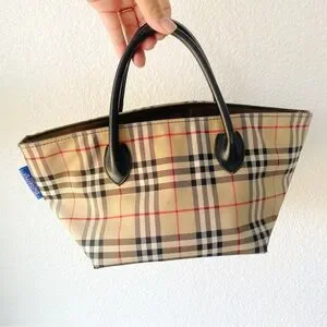BURBERRY｜TOTEBAGS (Mini Locking Halls Bag (8081165)) Burberry Small Check Knit Tote Bag | Neiman Marcus